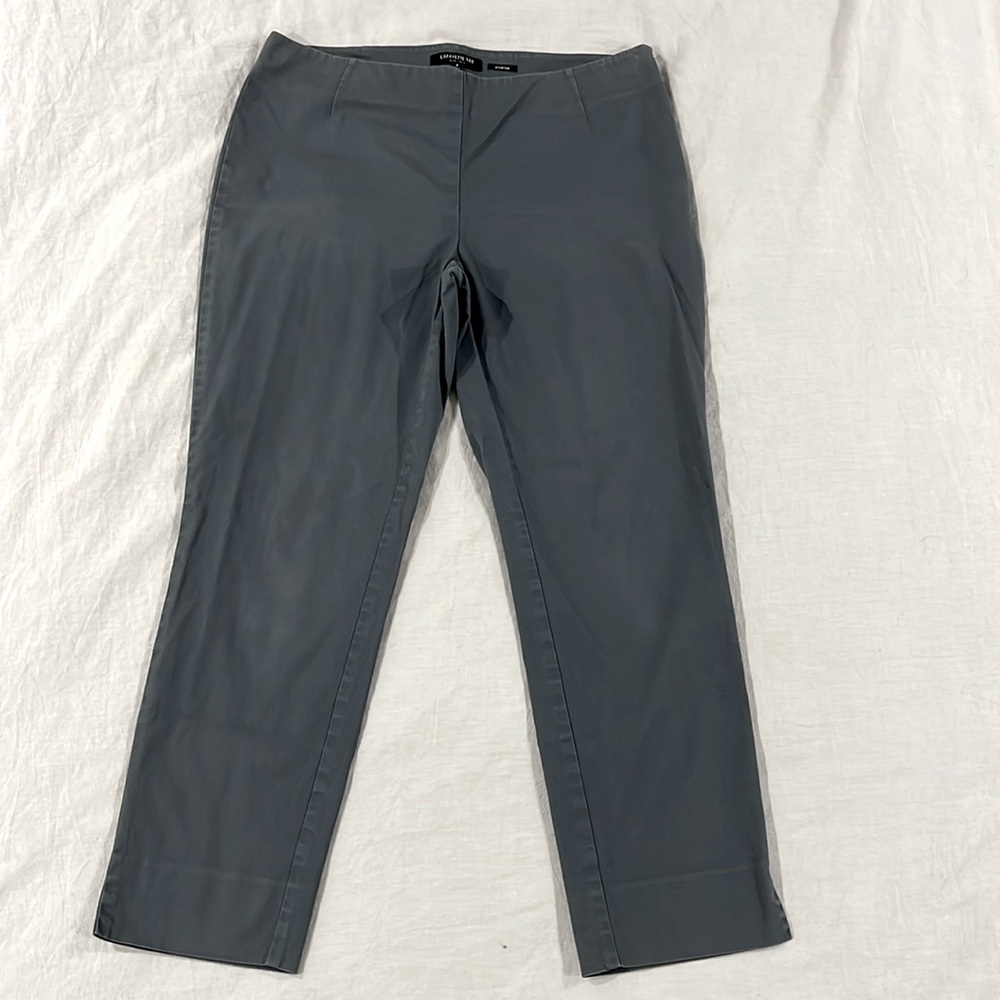 LAFAYETTE 148 Ladies 8 Cotton STANTON Grey Blue Flat Smooth Side Zip Crop Ankle